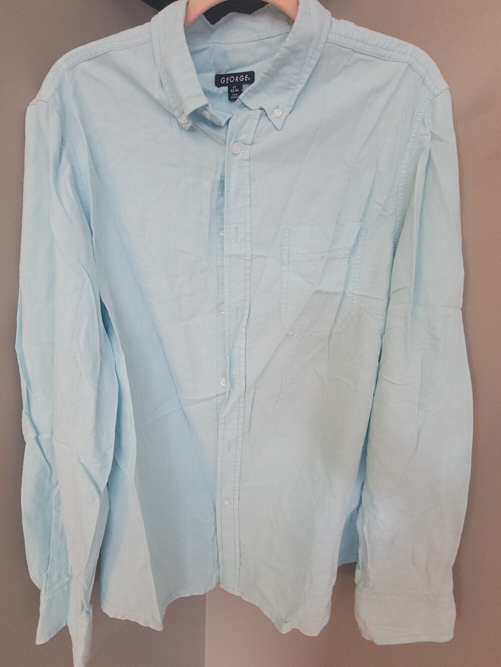 George Aqua Long Sleeve Button Up, Large